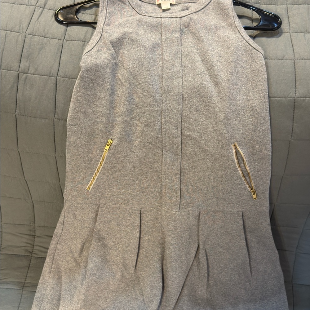 J Crew Crewcuts Gray Sleeveless Dress with Gold Zippers - Child 14/Petite Small